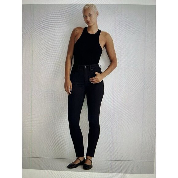 Madewell Curvy 10" High-Rise Skinny Jeans in Black Frost Women Size 27T - Picture 1 of 14